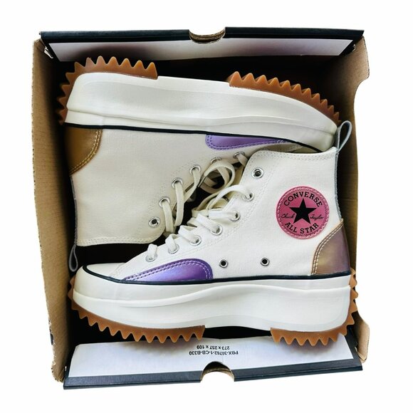 ⭐Converse Run Star Hike Hi Platform Sz 9 Mens Shoes Beige Purple Sneaker A09796C - Picture 7 of 11